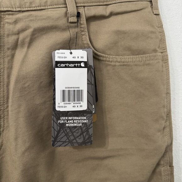 Carhartt Pants Mens 40x30 Khaki Tan Flame Resistant Midweight Canvas‎ Pant Loose - Picture 4 of 5